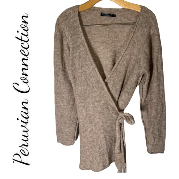 Peruvian Connection Sweaters - Peruvian Connection L cashmere Wrap Sweater Cardigan Large.